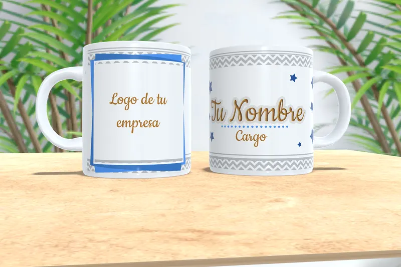Taza personalizada institucional azul con el logo de tu empresa sublimada en San Cristóbal, Táchira