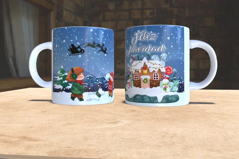 Taza personalizada navideña con casita de jengibre sublimada en San Cristóbal, Táchira