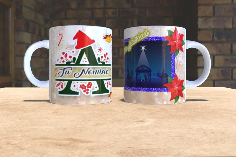 Taza personalizada navideña con tu nombre y natividad sublimada en San Cristóbal, Táchira