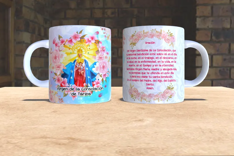 Taza personalizada de la Virgen de la Consolación para el día de la madre en San Cristóbal