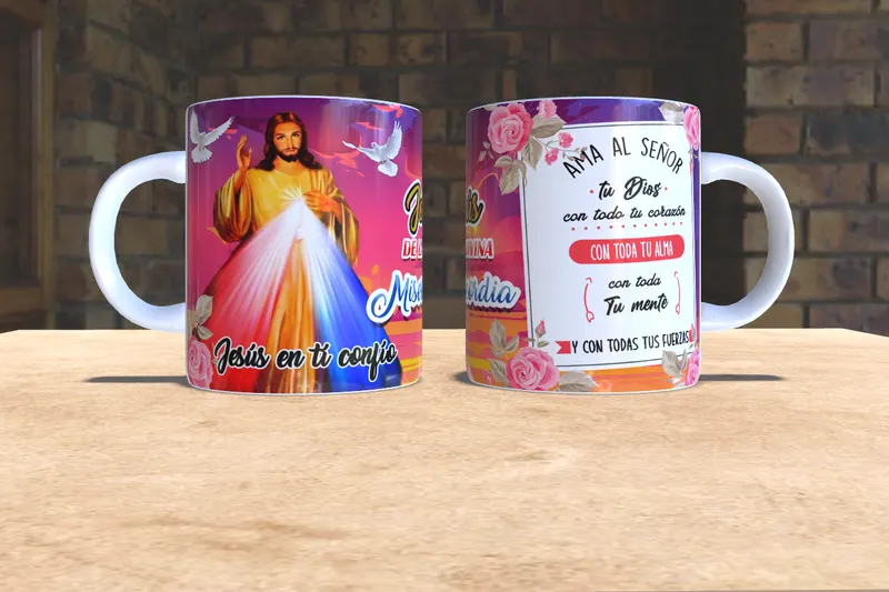 Taza personalizada de la Divina Misericordia sublimada en San Cristóbal, Táchira