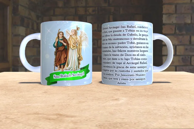 Taza personalizada de San Rafael Arcángel sublimada en San Cristóbal, Táchira