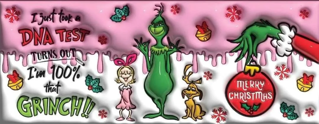 Diseño de taza navideña en relieve 3D con «100% Grinch» con gotas verdes, tazas personalizadas para navidad San Cristóbal