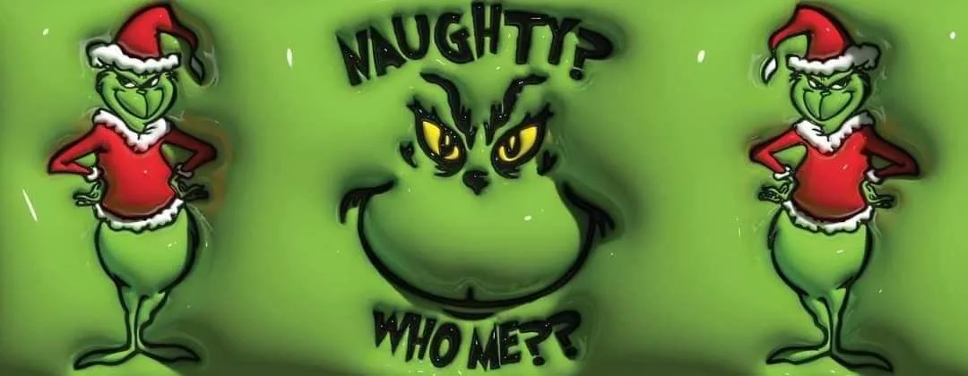 Diseño de taza navideña en relieve 3D con «Naughty? Who me?», tazas personalizadas para navidad San Cristóbal